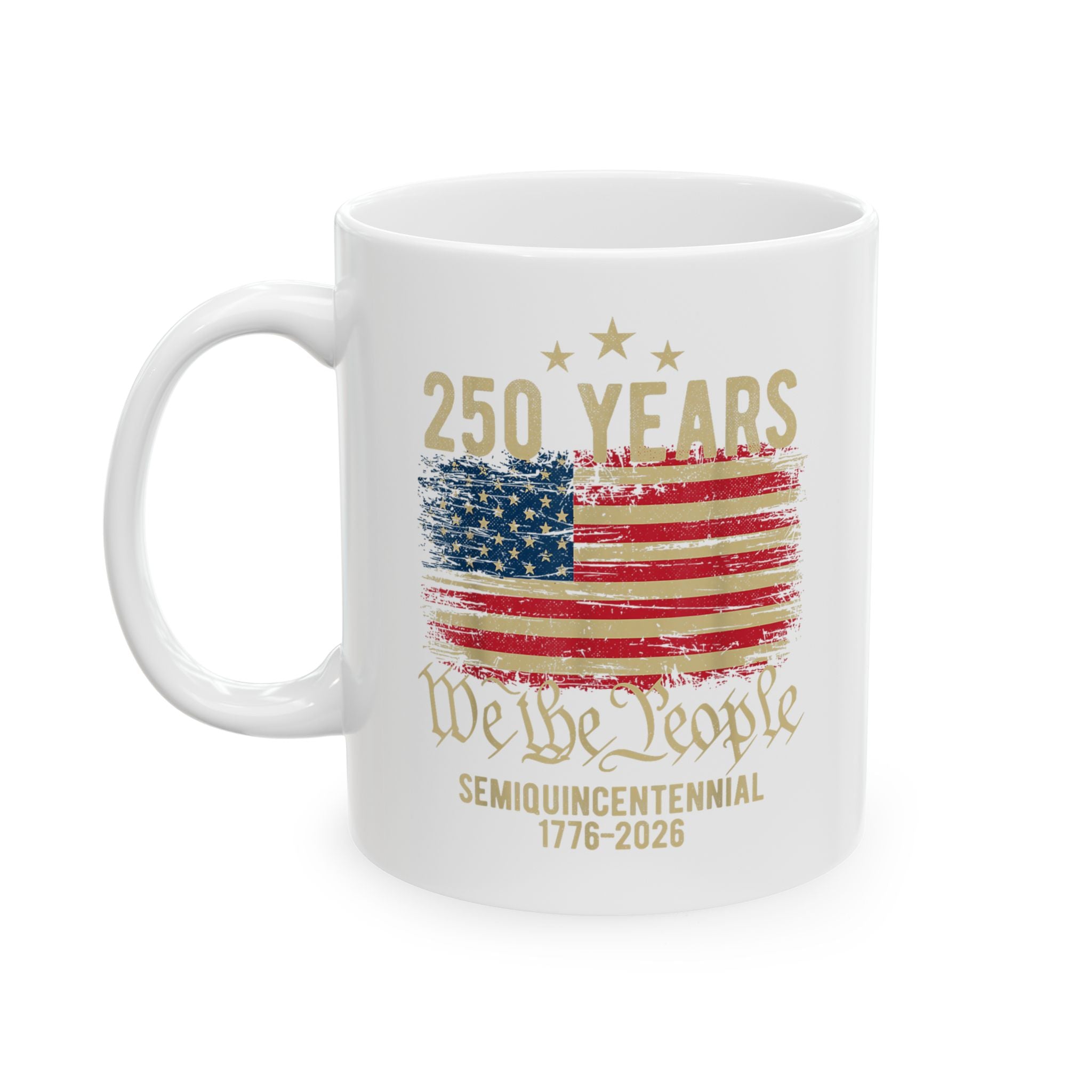 250 Years of Freedom Ceramic Mug – Patriotic American Flag Coffee Cup (11oz & 15oz)